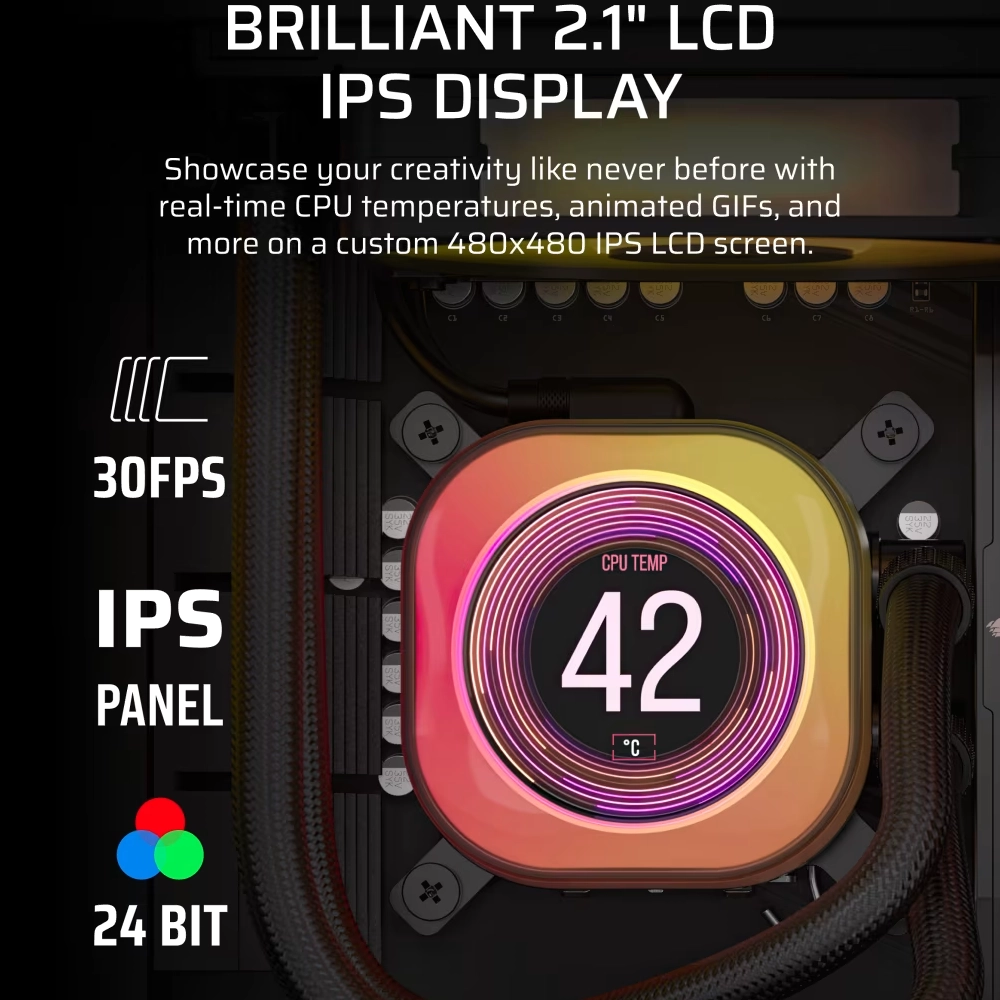 Corsair CPU Cooler Liquid iCUE LInk Titan 360 RX LCD view 4